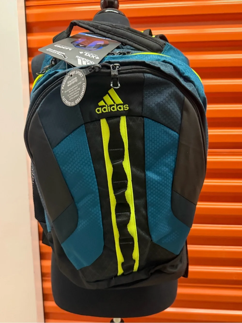 NWT Adidas Men's 2XL Prime Teal & Neon Green Performance Backpack